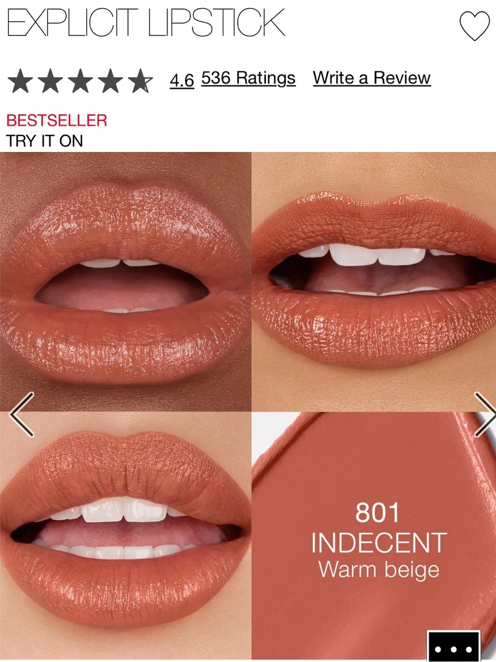 Nars Explicit Lipstick 801 Indecent Warm Beige Full Size Satin Finish NWT